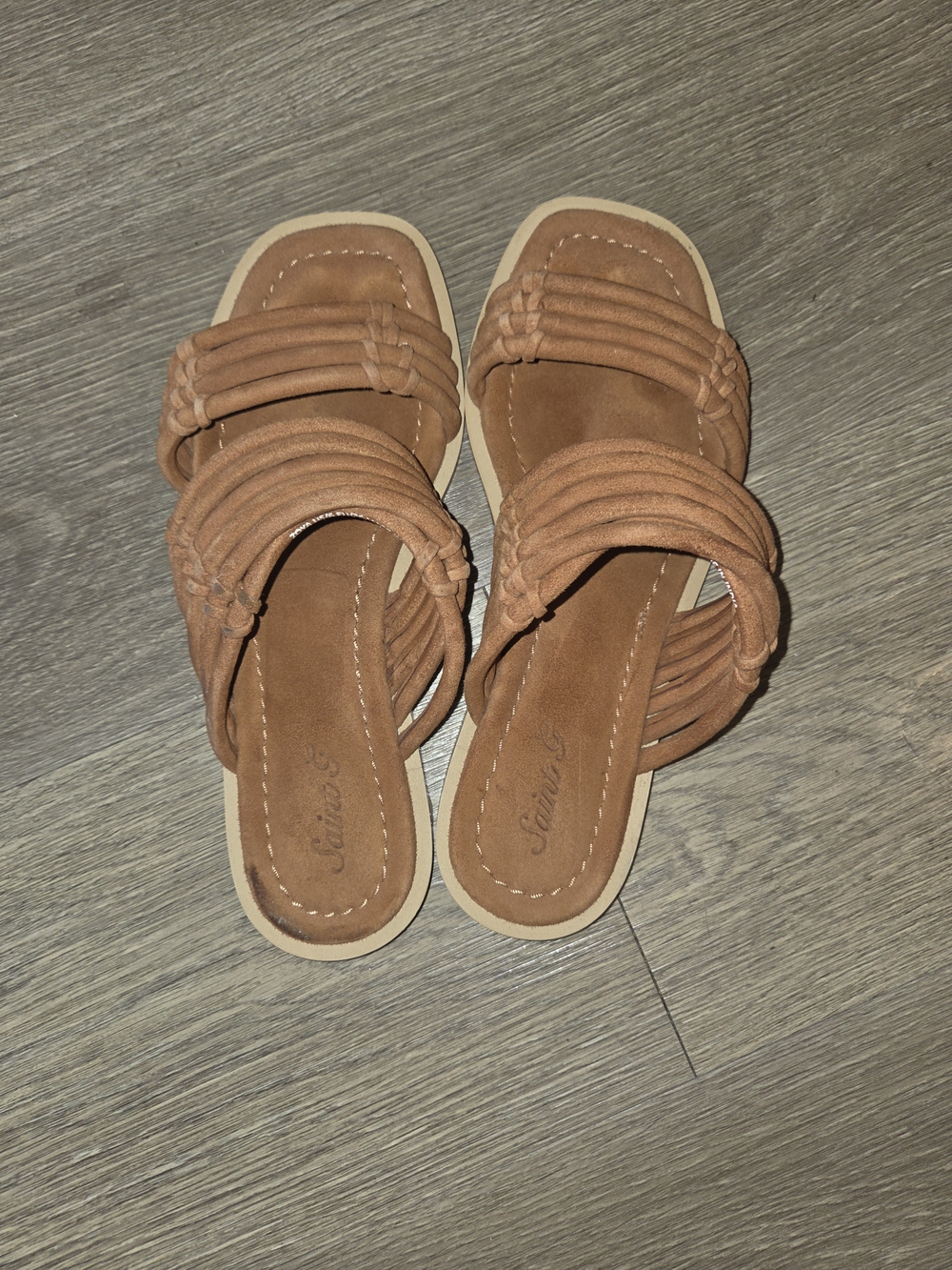 Saint G Zoya Brown Suede Multi-Strap Flat Slide Sandals